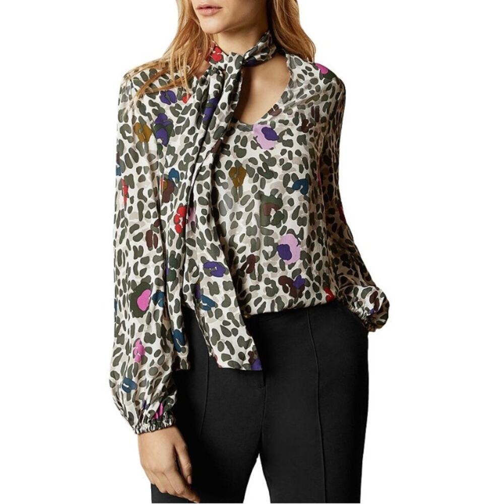 Ted‎ Bak­er Charia Wilder­ness Tie Neck Blouse